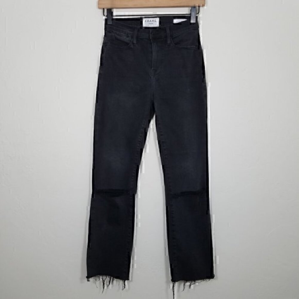 Frame Denim Le High Straight Distressed Raw Hem Stretch Jeans Size 25